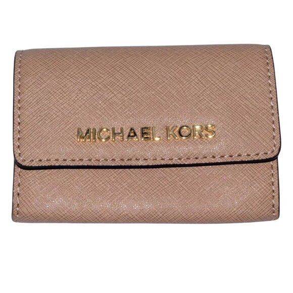 MICHAEL KORS Jet Set Travel Card Case Wallet MK Brown Leather NWT - Picture 1 of 7